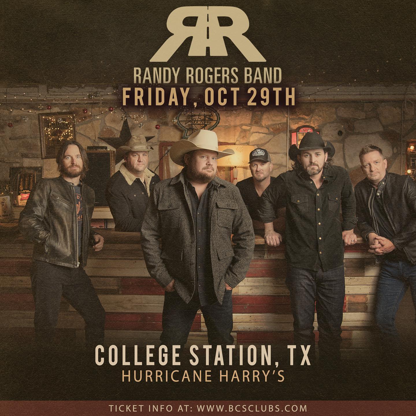 Randy Rogers Band at Hurricane Harry's BCS Calendar