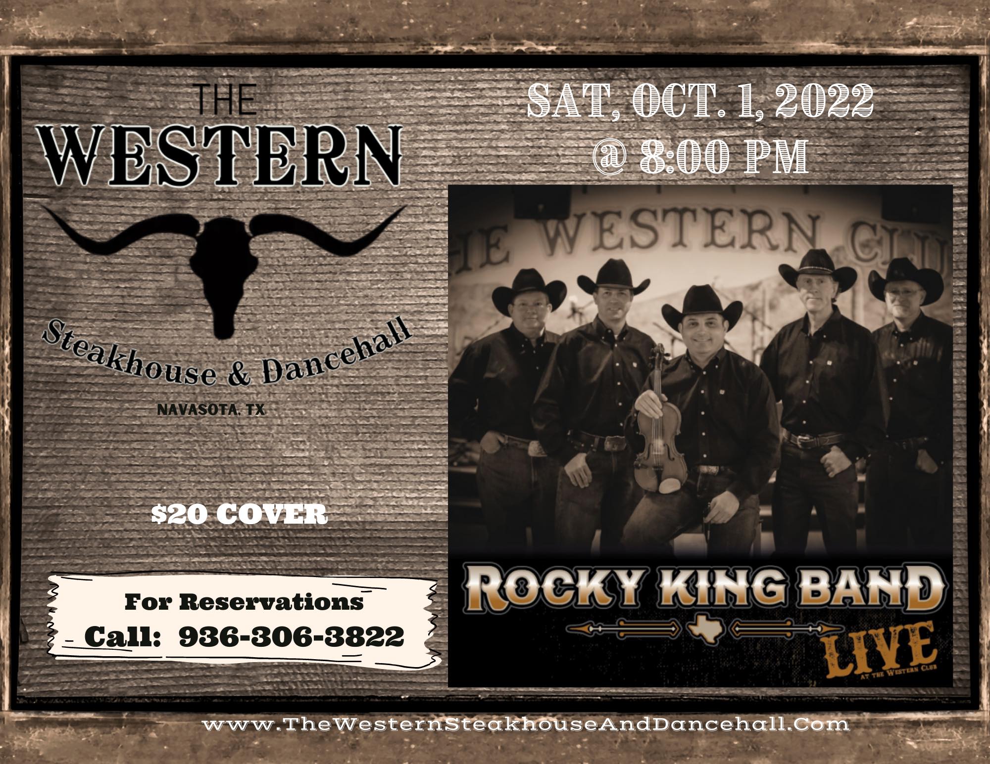 Rocky King Band at The Western Steakhouse & Dancehall - BCS | Calendar